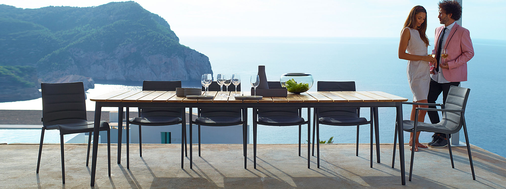 Core modern garden dining set is a range of designer garden furniture in all-weather garden furniture materials by Cane-line