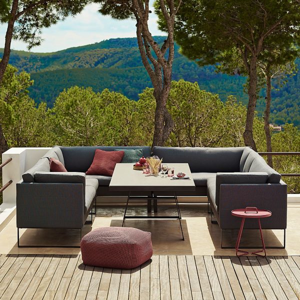 Flex outdoor dining lounge furniture is a modular modern garden sofa in all-weather garden furniture materials by Cane-line luxury exterior furniture