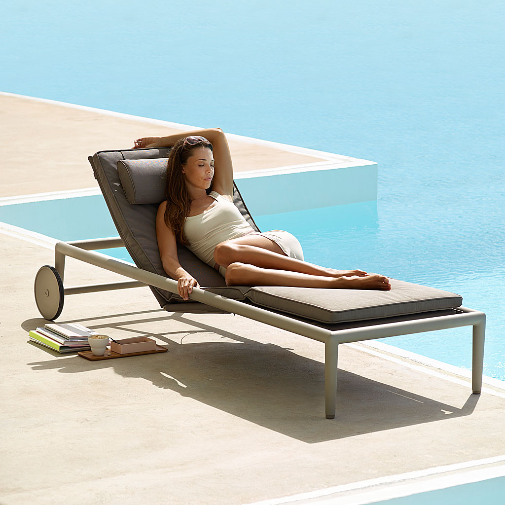 Conic MODERN SUNBED Is An ADJUSTABLE SUN LOUNGER In HIGH QUALITY Garden Furniture MATERIALS By Cane-line LUXURY GARDEN FURNITURE