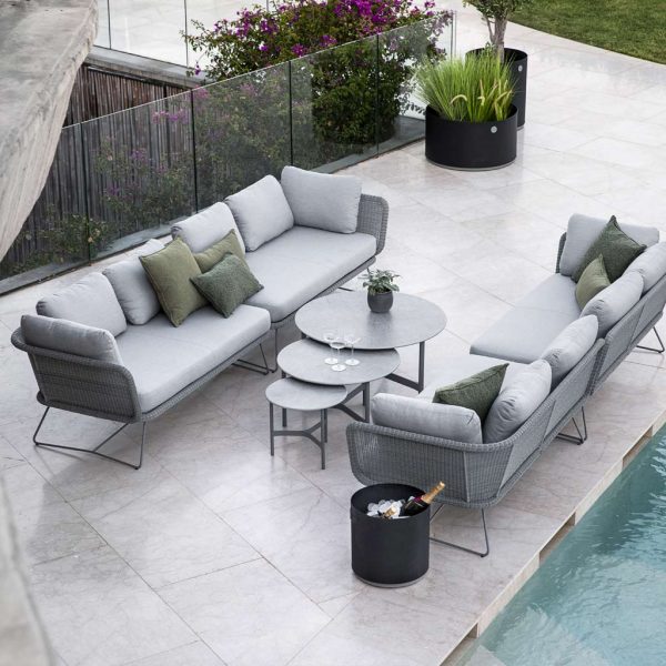 Twist modern garden coffee table is a luxury exterior low table in premium quality outdoor furniture materials by Cane-line garden furniture