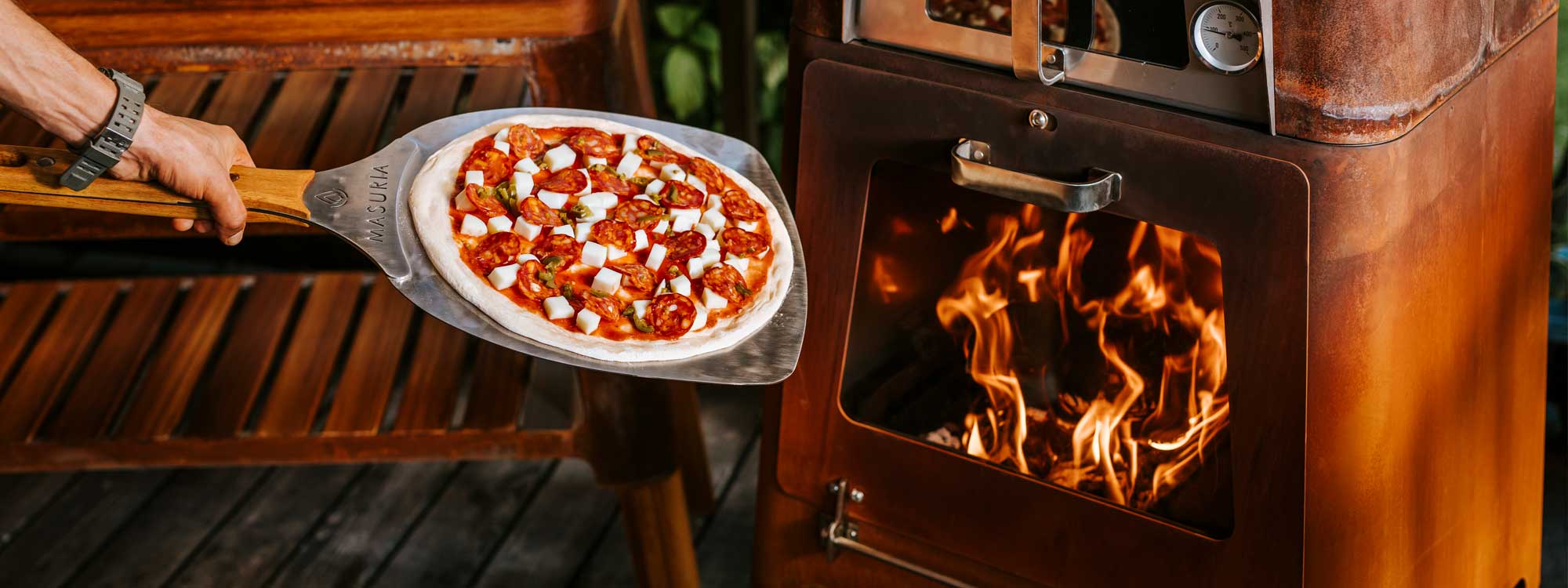 Masuria M-CLASSIC Modern OUTDOOR STOVE & PIZZA OVEN Is A WOOD-BURNING Pizza Oven & GARDEN FIREPLACE In HIGH QUALITY Pizza Oven Materials. Ideal Gifts for the Garden