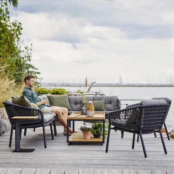 Ocean modular garden lounge set is an outdoor corner sofa in high quality garden furniture materials by Cane-line modern garden furniture.