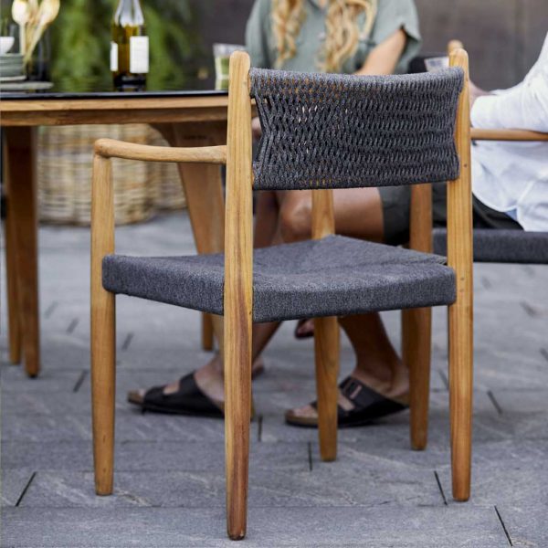 Royal teak garden dining chair is a modern outdoor carver chair in WFF high quality teak furniture materials by Cane-line teak furniture.