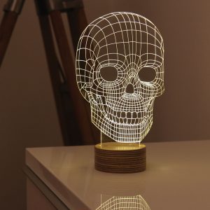 Studio Cheha Bulbing SKULL 3D lamp - bonkers optical illusion LED light, skull-effect table lamp, modern present for art lovers, bad boys & girls