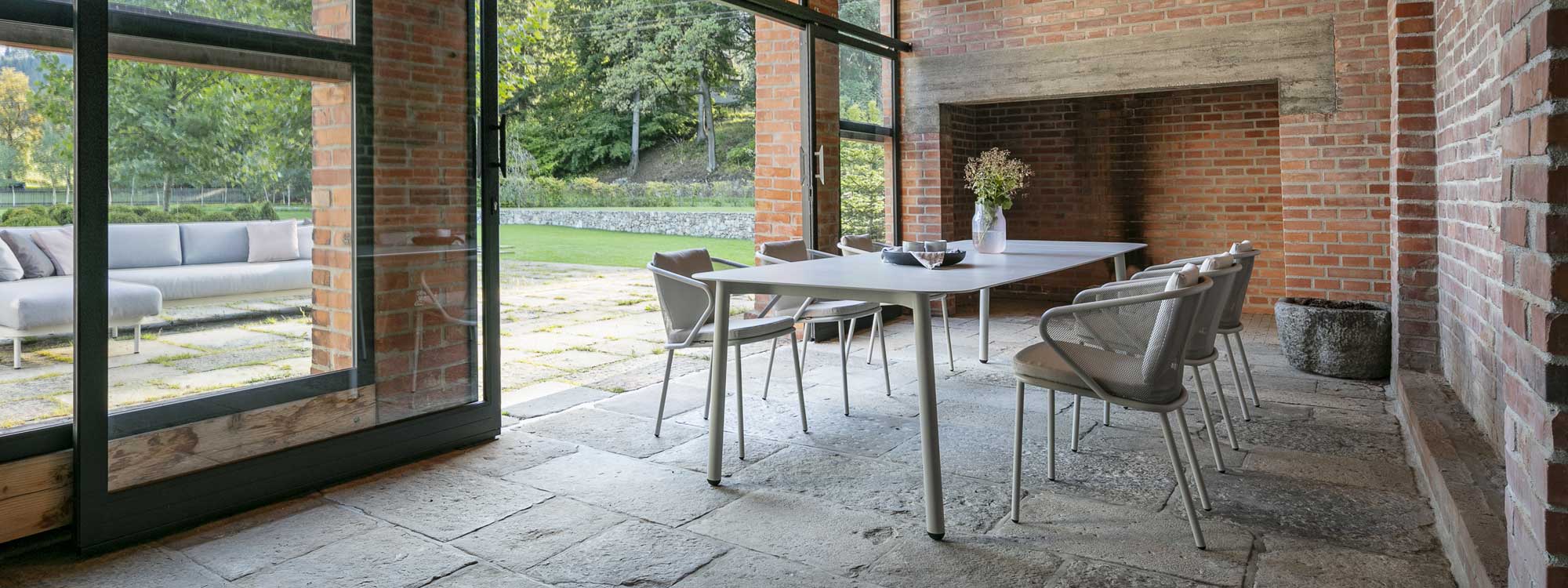 Condor white modern dining set in garden room