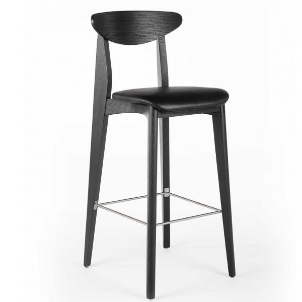 Upholstered Oak-Stained-Black Ink INDOOR BARSTOOL Is A MODERN DESIGN Bar Stool By Sergio Herman In HIGH QUALITY Barstool MATERIALS By WildSpirit DESIGNER BAR FURNITURE