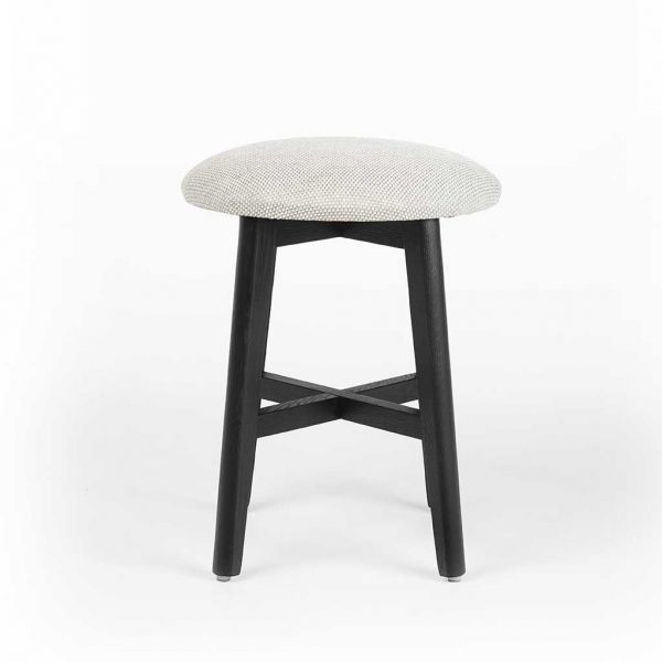 Ink stool in Black stained oak with fabric upholstery