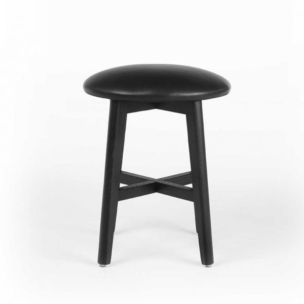 Ink contract stool in Black stained oak with Black contract leather designed by Sergio Herman