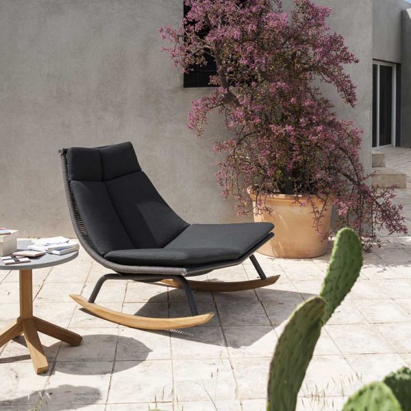 Laze MODERN GARDEN ROCKING CHAIR - LUXURY Outdoor Rocker In ALL-WEATHER FURNITURE Materials By Roda CONTEMPORARY EXTERIOR FURNITURE - Italy.