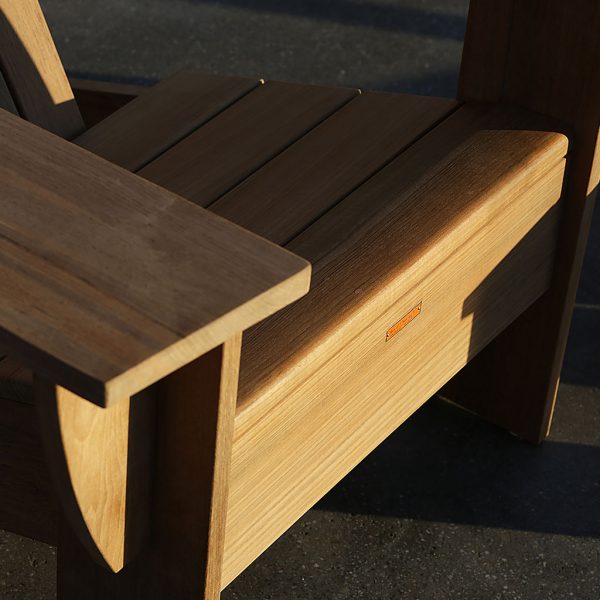 New England high quality adirondack chair is a teak hardwood fantail chair by Royal Botania contemporary garden furniture company