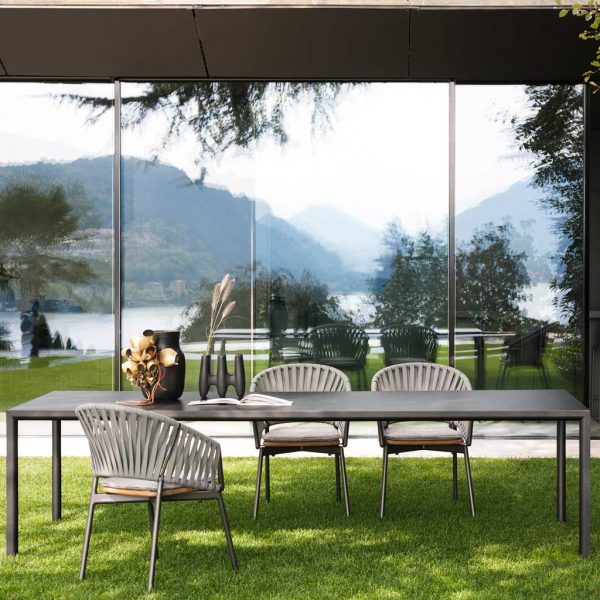 Plein Air garden dining table & minimalist outdoor tables in high quality exterior table materials by Roda Italian garden furniture company