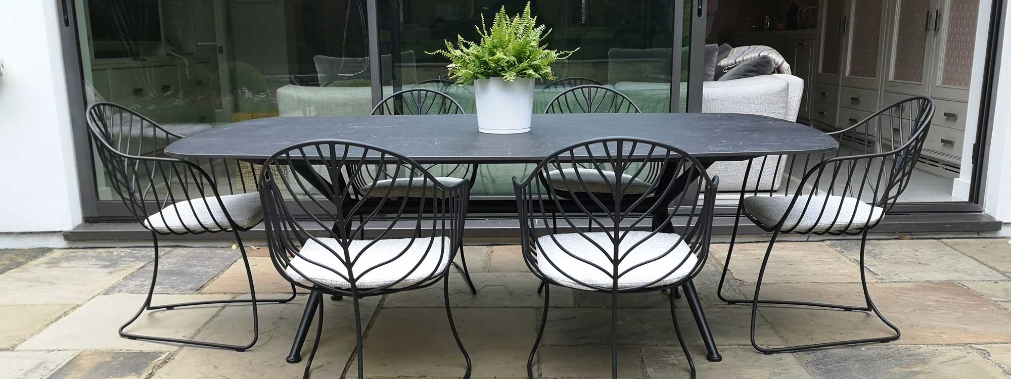 Exes LUXURY GARDEN TABLE - MODERN Outdoor Dining Tables In HIGH QUALITY Garden Furniture MATERIALS By Royal Botania LUXURY Exterior FURNITURE - London Installation of Folia Garden Chair & Exes Garden Table. Looking For Modern Garden Dining Set ? Wide Range of Luxury Outdoor Furniture, Modern Garden Dining Tables & Modern Garden Chairs In All-Weather Materials.