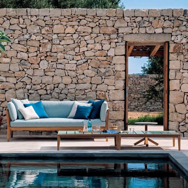 Teka teak garden lounge furniture is a range of modern garden sofas in high quality outdoor furniture materials by Roda Italian outdoor furniture