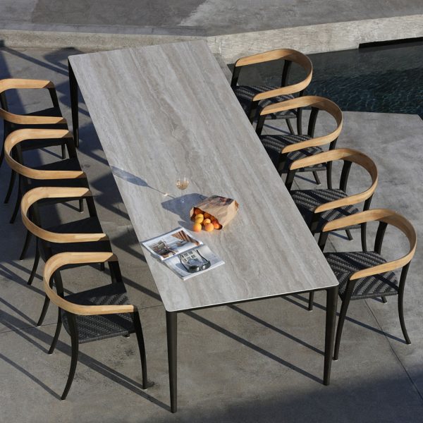 U-NITE modern garden dining table is a luxury outdoor table in high quality garden table materials by Royal Botania garden furniture